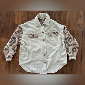 12th Tribe Cream and Brown Patterned Jacket